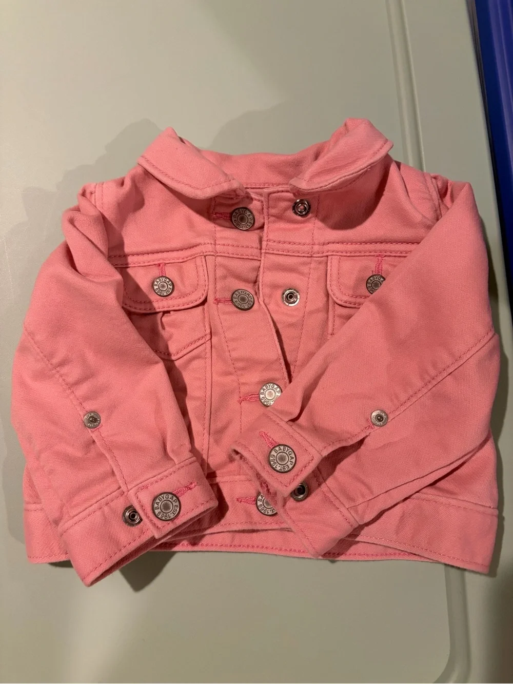 Girls' Pink Denim Jacket - Classic Button-Up - Gap 6-12 months